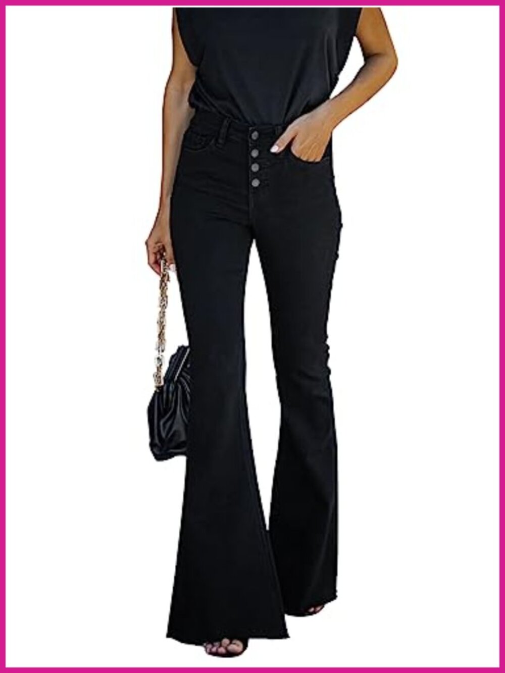 KUNMI Flare Bell Bottom Jeans High Waisted Wide Leg Stretchy Denim Pants